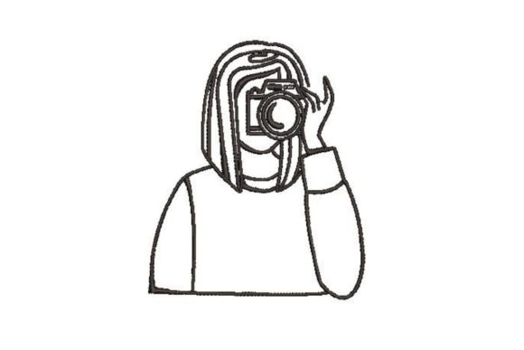 Reviewing Photographer Line Art Drawing for Sweatshirts